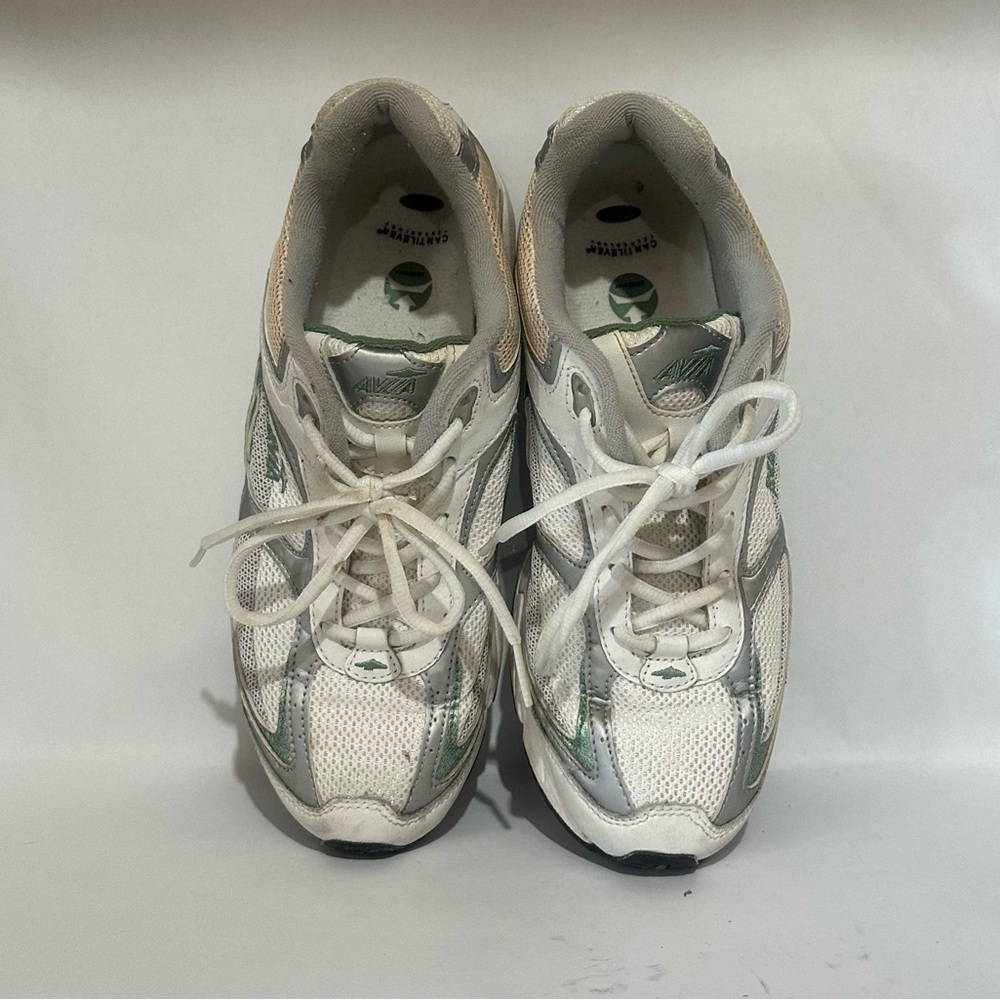 Avia Green and White Sneakers with Supportive Design